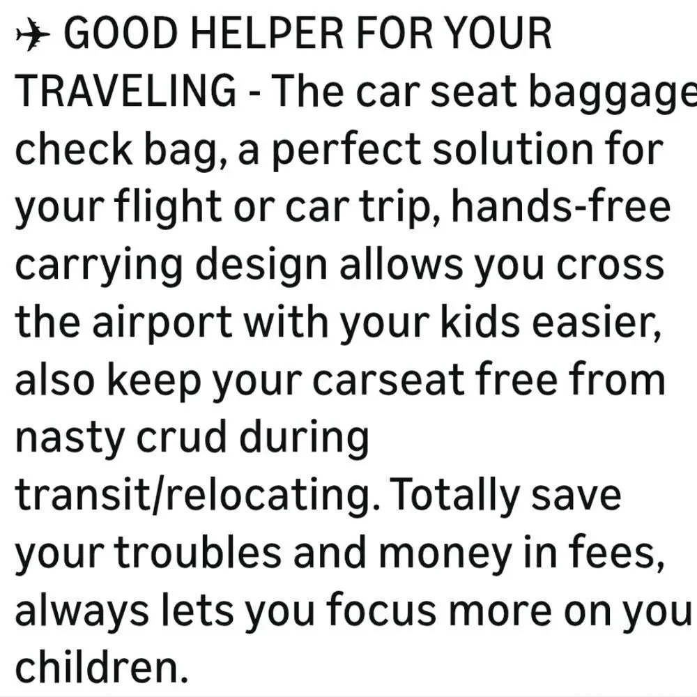 Black Car Seat Travel Bag